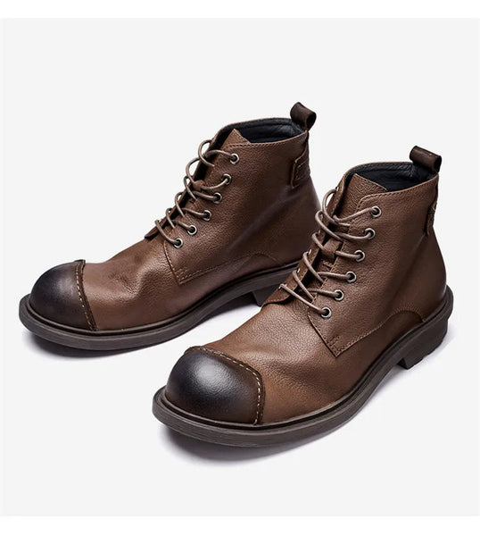Cool Winter Business Man Full Grain Leather Round Toe High-End Formal Casual Ankle Boots  -  GeraldBlack.com