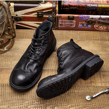 Cool Winter Business Man Full Grain Leather Round Toe High-End Formal Casual Ankle Boots  -  GeraldBlack.com