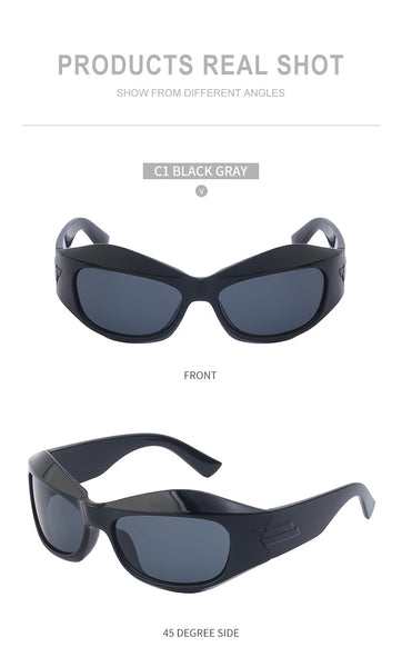 Cyberpunk Y2K Women Men Sports Square Luxury Punk Gold Sliver Eyewear Shades UV400 Sunglasses  -  GeraldBlack.com