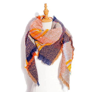 Designer Knitted Spring Winter Women Plaid Warm Cashmere Luxury Neck Bandana Pashmina Shawls Wrap  -  GeraldBlack.com