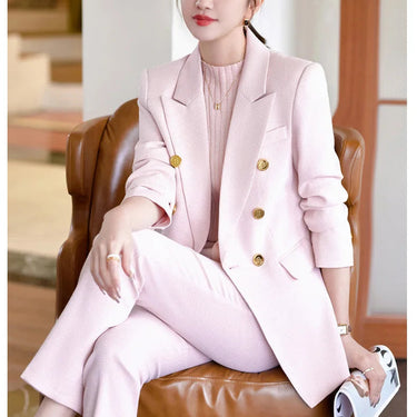 Double Breasted Women Autumn High End Professional Formal Casual Blazer And Pants 2pc Sets Work Wear  -  GeraldBlack.com