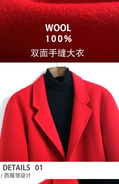Double-sided Men's 100% Wool Long Slim Spring Autumn Trench Coats and Jackets  -  GeraldBlack.com