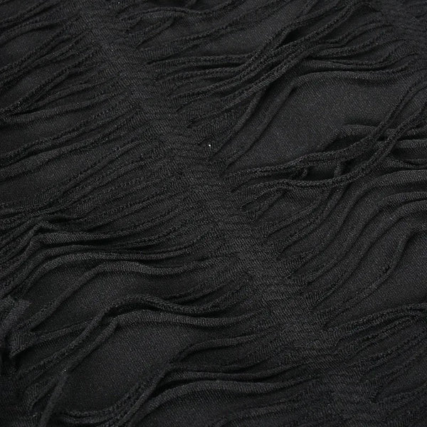 Drawstring Tassel Flare Pants Black Trousers Irregular Fashion Pants for Womens  -  GeraldBlack.com