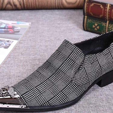 Elegant Business Leather Big Sizes Pointed Iron Toe Handsome Gray Dress Oxford Shoes Heels Increased!  -  GeraldBlack.com