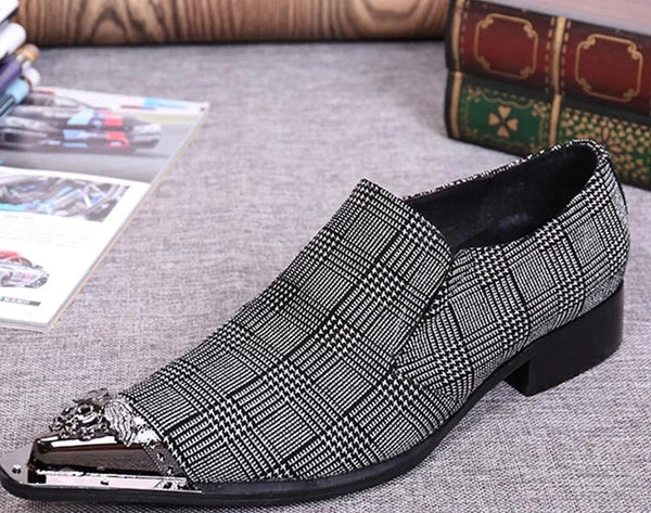 Elegant Business Leather Big Sizes Pointed Iron Toe Handsome Gray Dress Oxford Shoes Heels Increased!  -  GeraldBlack.com