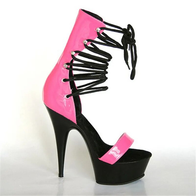 Elegant Design Ankle Strap 15CM High Heel Pole Dance Performance Star Model Wedding Pumps Shoes  -  GeraldBlack.com