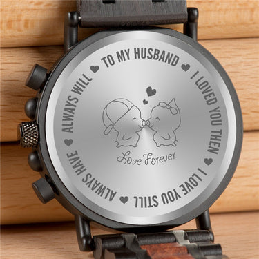 Engrave Your Personalized Logo On The Back Cover Unisex Customized Wood Watch  -  GeraldBlack.com