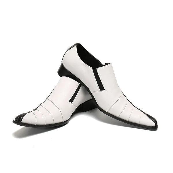 EU46 Luxury Handmade Men's Mixed Color Black White Formal Business Party Wedding Dress Shoes  -  GeraldBlack.com