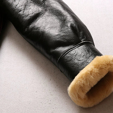 European Size Super Warm Genuine Sheep Leather Mens Big B3 Shearling Bomber Military Fur Jacket  -  GeraldBlack.com