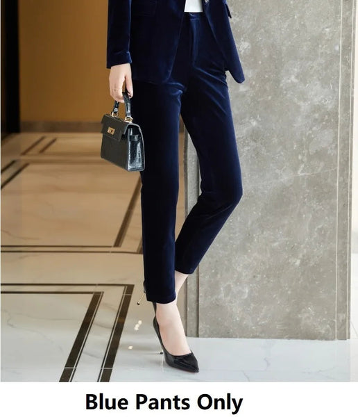 Fabric Velvet Formal Women Business OL Styles Professional Pantsuits Office Work Wear  -  GeraldBlack.com