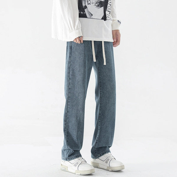 Fashion basic solid color jeans men's American trend street everything simple straight pants  -  GeraldBlack.com