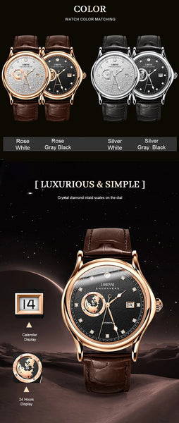 Fashion Business Men's Luxury Sapphire Automatic Mechanical Diamond Clock Watches  -  GeraldBlack.com