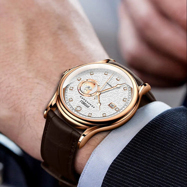 Fashion Business Men's Luxury Sapphire Automatic Mechanical Diamond Clock Watches  -  GeraldBlack.com