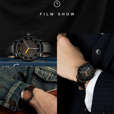 Fashion Casual Wooden Men's Auto Date Wristwatch Genuine Leather  -  GeraldBlack.com