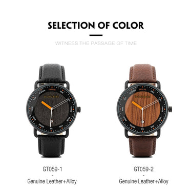 Fashion Casual Wooden Watch Men's Quartz Genuine Leather Wristwatch  -  GeraldBlack.com
