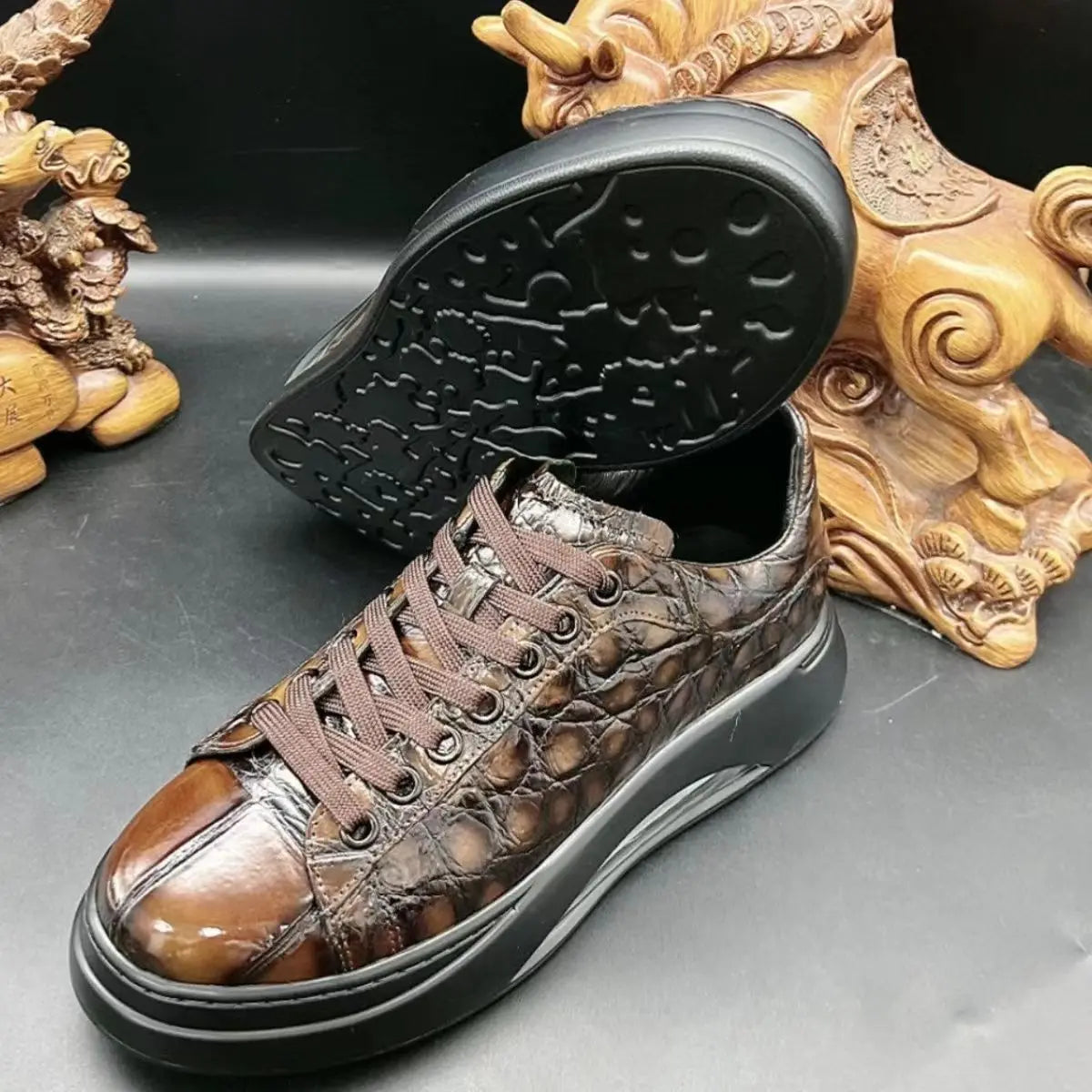Fashion Crocodile Skin Genuine leather Causal Shoes for Men  -  GeraldBlack.com
