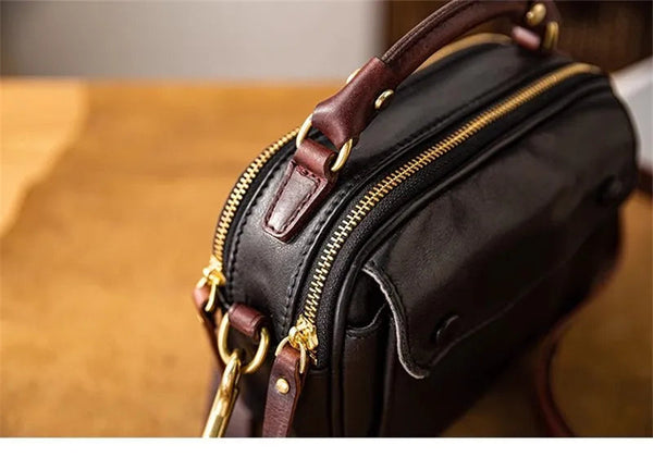 Fashion designer handmade genuine leather men's small shoulder crossbody casual luxury black messenger handbag  -  GeraldBlack.com