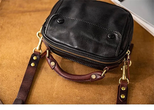 Fashion designer handmade genuine leather men's small shoulder crossbody casual luxury black messenger handbag  -  GeraldBlack.com