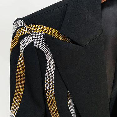 Fashion Designer Runway Suit Set Women's Colorful Diamonds Belted Blazer Flare Pants Suit 2pcs  -  GeraldBlack.com