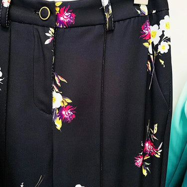 Fashion Designer Women's Elegant Floral Printed Single Button Blazer Flare Pants 2pcs Suit  -  GeraldBlack.com