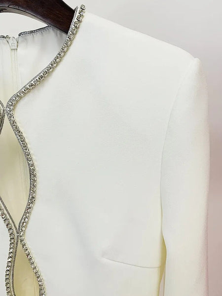 Fashion Designer Women's Long Sleeve Diamonds Rhinestone Beaded Jumpsuit  -  GeraldBlack.com