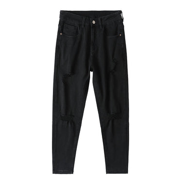 Fashion jeans Men's spring summer thin style tide Black Printed small feet casual trend Skinny Pants  -  GeraldBlack.com
