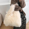 Fashion Luxury Autumn Winter Mongolian Real Fur Bag Wool Shoulder Underarm Large Capacity Fur Casual Handbags  -  GeraldBlack.com