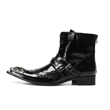 Fashion Men Western Cowboy Pointed Metal Tip Motorcycle and Party Boots Big Sizes US6-12  -  GeraldBlack.com