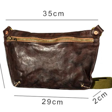 Fashion retro natural genuine leather men's pleated outdoor teens daily cross-body chest bag  -  GeraldBlack.com