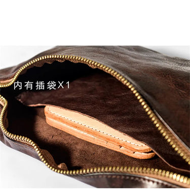 Fashion retro natural genuine leather men's pleated outdoor teens daily cross-body chest bag  -  GeraldBlack.com