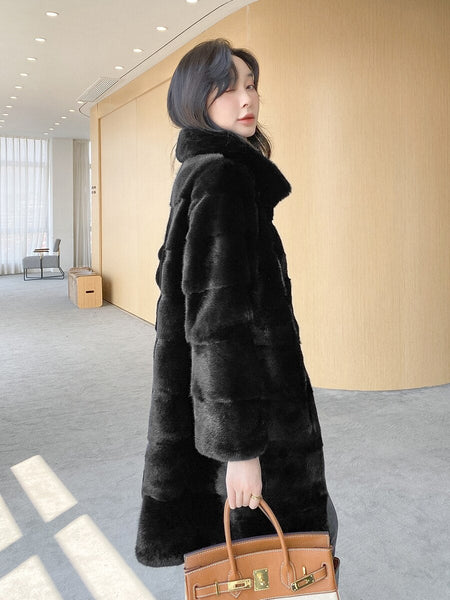 Female Warm Winter Real Mink Fur Long Outwear Jacket  -  GeraldBlack.com