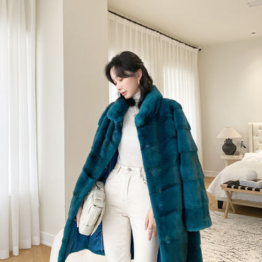 Female Warm Winter Real Mink Fur Long Outwear Jacket  -  GeraldBlack.com