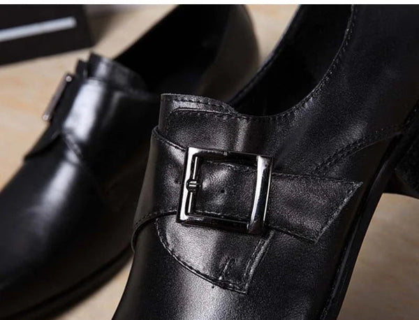 Formal Business Men Black Leather Buckle Decoration Fashion Dress Shoes Big Size EU38-46!  -  GeraldBlack.com