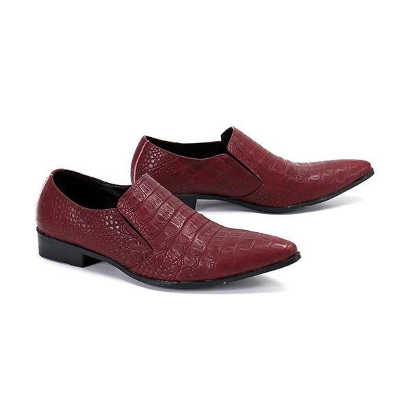 Formal Men Pointed Toe Leather Wine Red Business Dress Shoes  -  GeraldBlack.com