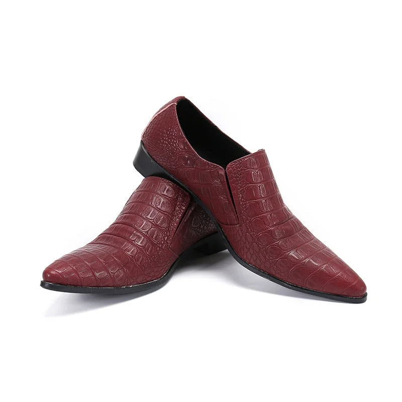 Formal Men Pointed Toe Leather Wine Red Business Dress Shoes  -  GeraldBlack.com