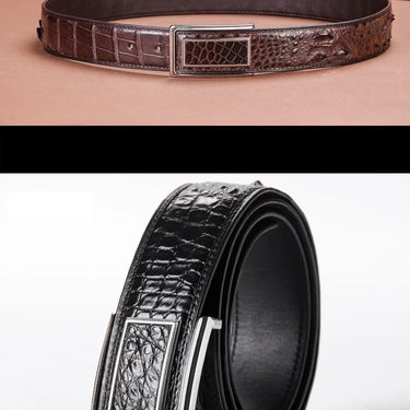 Formal Style Authentic Genuine Alligator Crocodile Leather Stainless Steel Buckle Businessmen Waist Strap Belts  -  GeraldBlack.com
