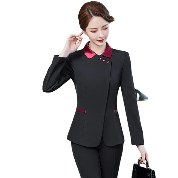 Formal Uniform Designs Skirts Pants and Jackets Coat for Women Business Work Wear Professional with Scarf  -  GeraldBlack.com