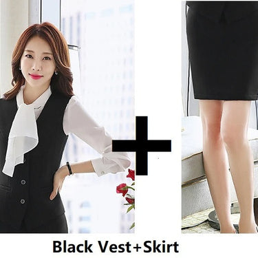 Formal Women Business OL Styles Office Work Wear Vest With Skirt 2pcs Set  -  GeraldBlack.com
