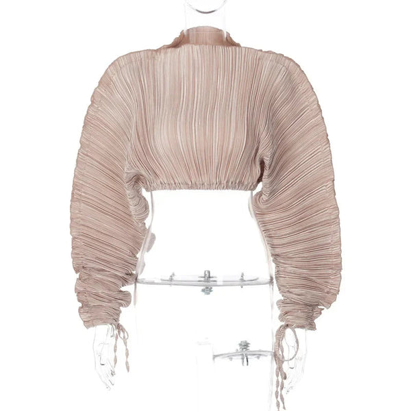 Frilly Long Sleeve Fashion Sexy Going Out Ladies French Style Crop Tops  -  GeraldBlack.com