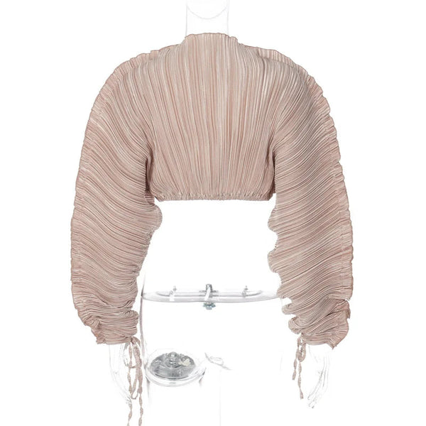 Frilly Long Sleeve Fashion Sexy Going Out Ladies French Style Crop Tops  -  GeraldBlack.com