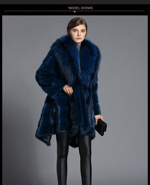 Full Pelt Fashion Natural Mink Fur Winter Warm Female Jacket With Hood  -  GeraldBlack.com