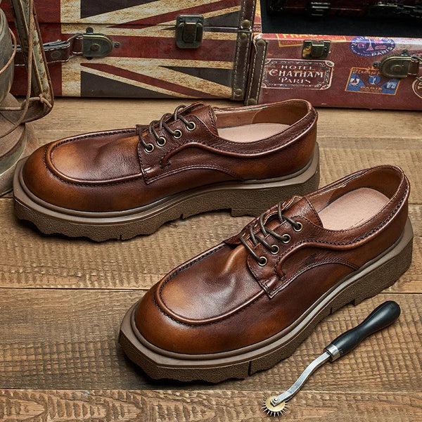 Genuine Leather Men's Lace-up British Style Retro Oxfords Casual Shoes  -  GeraldBlack.com
