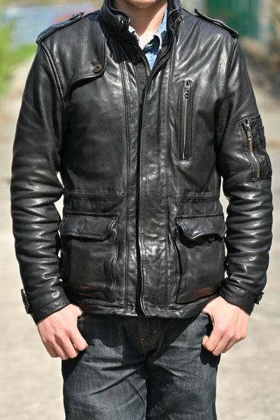 Genuine Leather Men Vintage Vegetable Tanning Top Layer Sheepskin Coats Slim Street Jacket  -  GeraldBlack.com