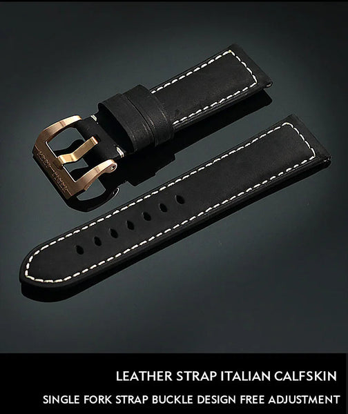 Genuine Leather Strap Complicated Dial Tourbillon Automatic Mens Sport Mechanical Watch  -  GeraldBlack.com