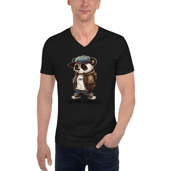 Gerald Black Signature Unisex Short Sleeve V-Neck Panda T-Shirt  -  GeraldBlack.com