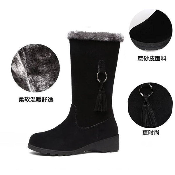 Gladiator Woman Winter Warm Cotton with Velveteen Wedges Half Snow Boots  -  GeraldBlack.com