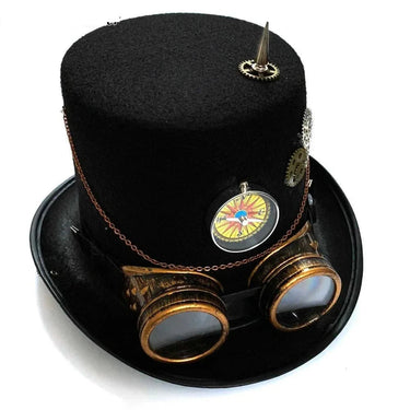 Gothic Steampunk High Top Gears Chain Goggles Costume Hats For Adult  -  GeraldBlack.com