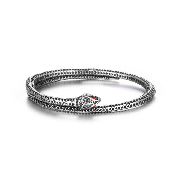 Gothic Vintage Viking Unisex Stainless Steel Punk Rock Animal Snake Bracelet With Red Stone Bangles Fashion Jewelry Gifts  -  GeraldBlack.com
