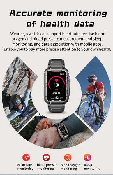 GPS Men Bluetooth Call Health Monitoring AI Voice Sports Waterproof Smartwatches  -  GeraldBlack.com