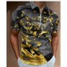 Gray Men's Vintage Printing Oversized Zipper Short Sleeve Casual Streetwear Polo Shirt Summer Clothes  -  GeraldBlack.com